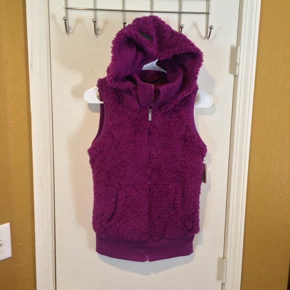 Kensie women's hood soft pocketed full zip warm hoodie sherpa vest jacket XS / S - Picture 2 of 5